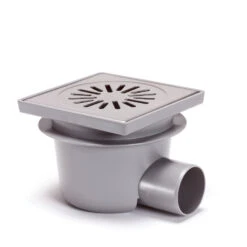 Afvoerput, Abs, Met Rvs Rooster, Niet In Hoogte Verstelbaar, 150 X 150 Mm, Zijuitlaat