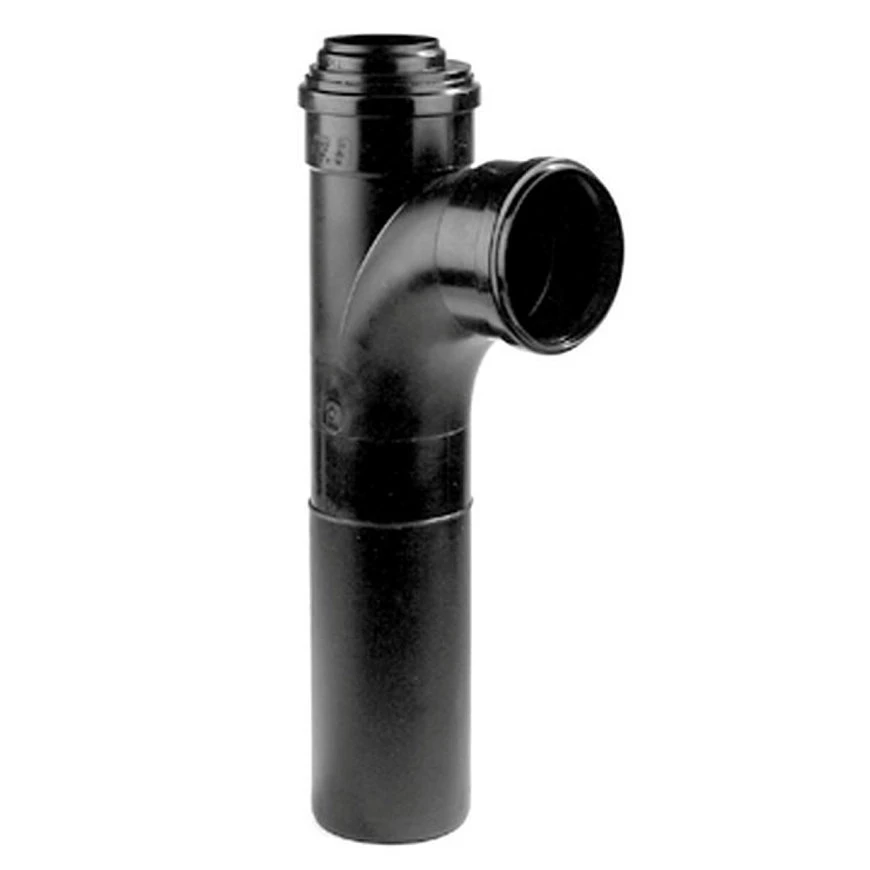 Dyka Pp Verlengd Closet T-stuk, Zwart, 90°, 2x Manchet / 1x Spie, 110 Mm 3 Dyka Pp Verlengd Closet T-stuk, Zwart, 90°, 2x Manchet / 1x Spie, 110 Mm