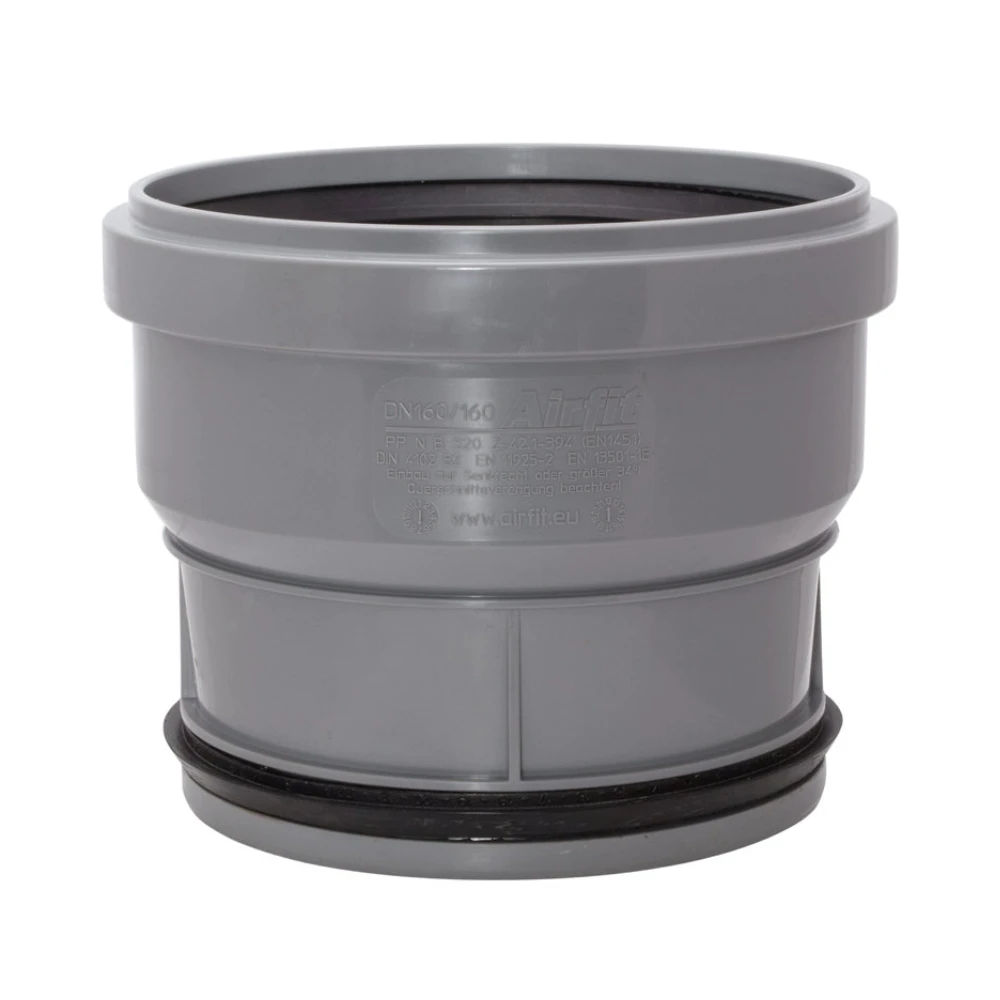 Airfit Pp Reparatie-inzetverloopstuk, Verjongd Spie/2x Manchet, Grijs, 160 X 160 Mm 3 Airfit Pp Reparatie-inzetverloopstuk, Verjongd Spie/2x Manchet, Grijs, 160 X 160 Mm