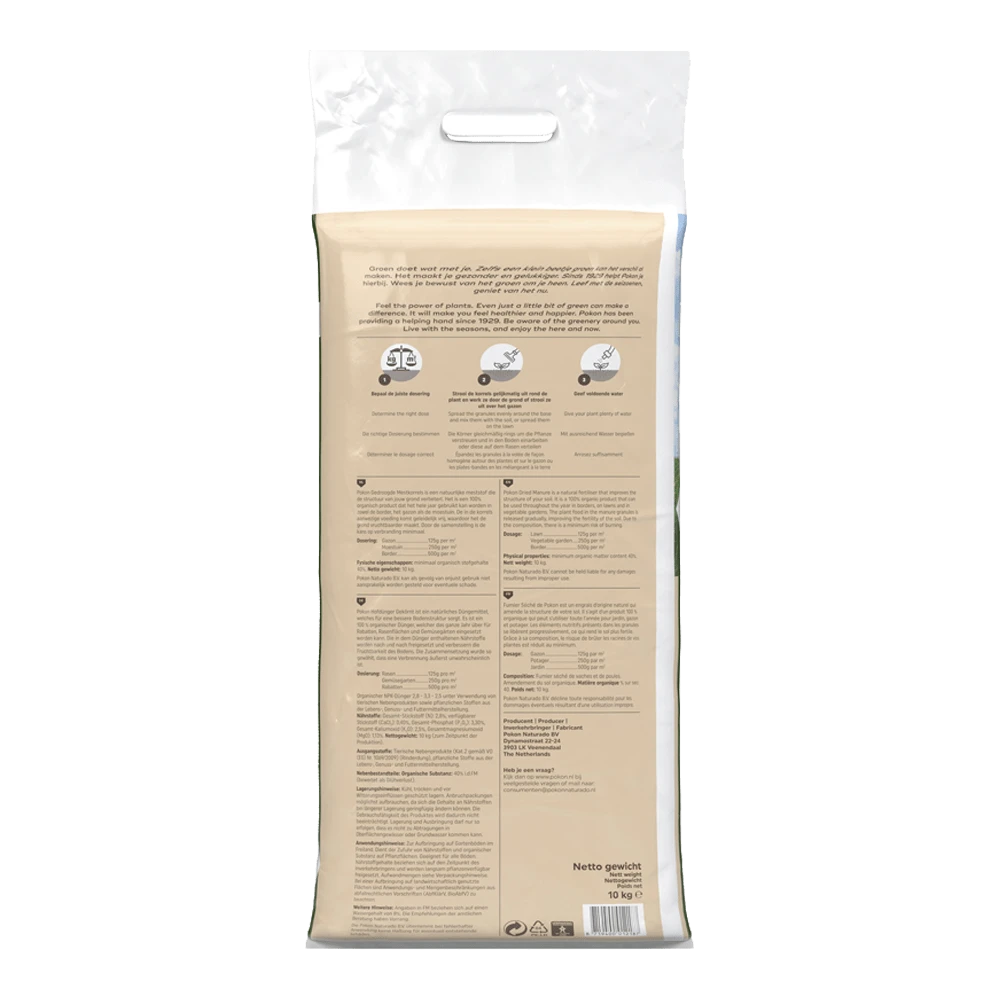 Pokon Gedroogde Mestkorrel 10kg - Tuinplanten Voeding, Gazonmeststof 4 Pokon Gedroogde Mestkorrel 10kg - Tuinplanten Voeding, Gazonmeststof - Afbeelding 2