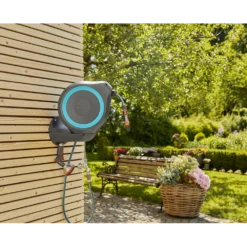 Wandslangenbox RollUp - S - 15m - Blauw - Gardena -Tuinverzorgingswinkel wandslangenbox rollup s 15m blauw gardena 6 7